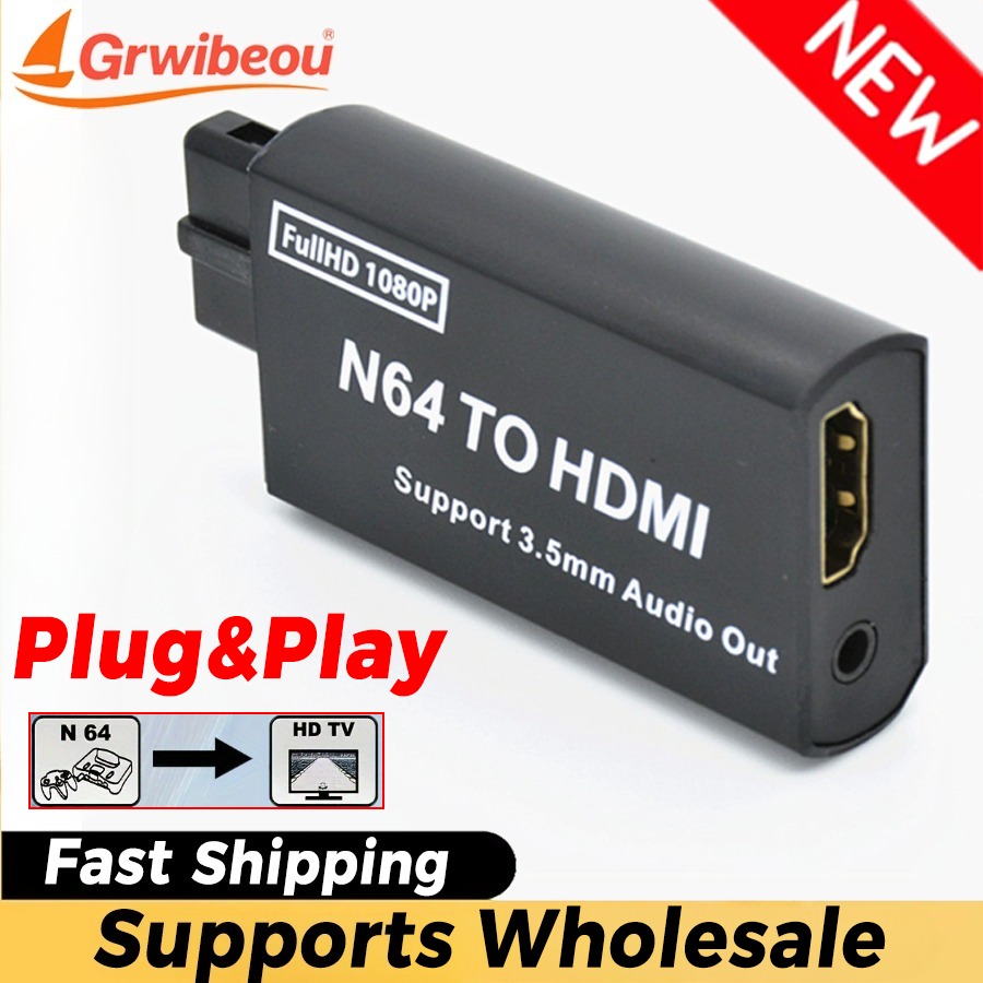 Retro Gaming Accessories - Grwibeou 1080P N64 to HDMI 互換コンバータゲームアダプタプラグアンドプレイ