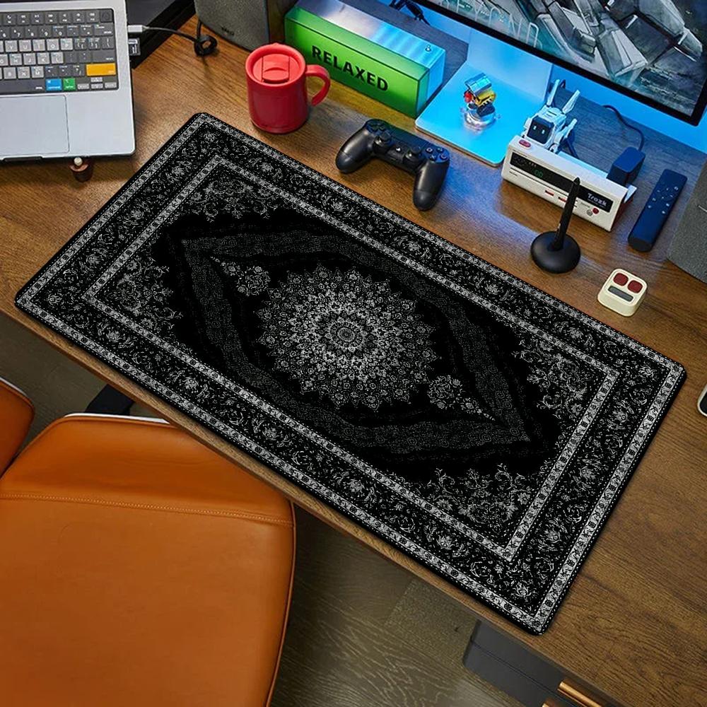 Retro Gaming Accessories - 新しい黒ペルシャ絨毯神秘的なレトロマウスパッド Pc ゲーマーマウスパッドゴム製マウスマットゲーミングキーボードパッドオフィスデスクマット