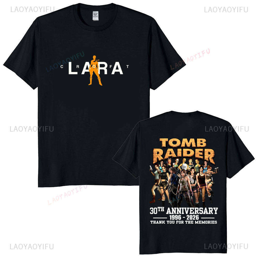 Retro Gaming T Shirts - トゥームレイダー 30 周年記念ユニセックスヴィンテージ T シャツ 1996-2026