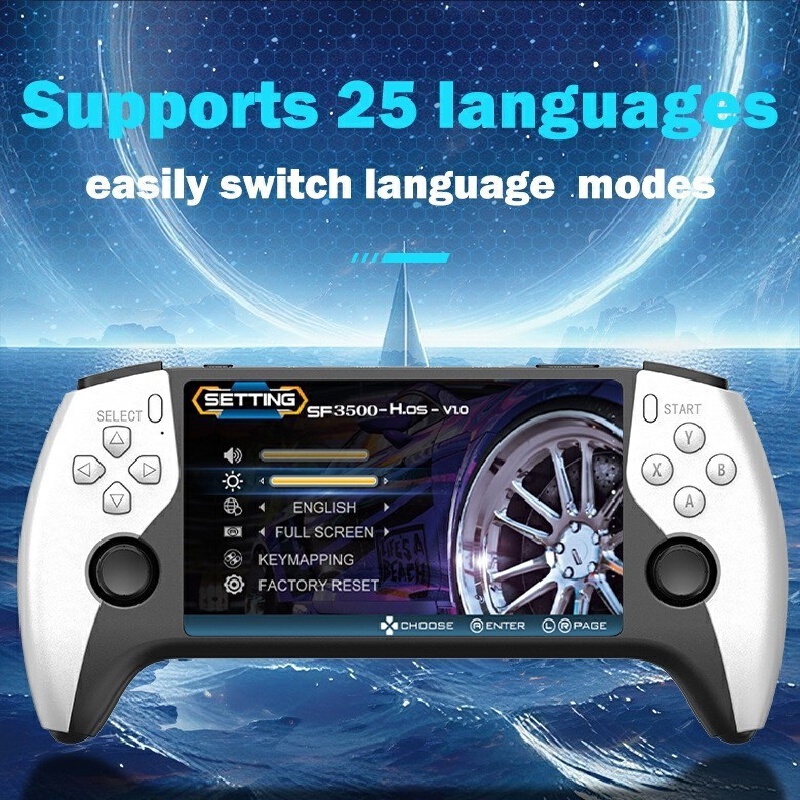 Retro Gaming Devices - 2 in 1多機能レトロワイヤレスゲームコントローラーとハンドヘルドゲームデバイスSF3500pro、5インチIPSスクリーン、デュアルコア、家庭用