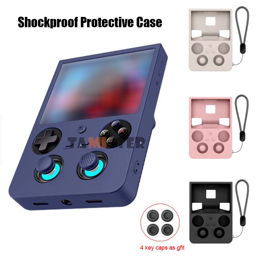 Retro Gaming Accessories - シリコーン保護ケース ANBERNIC RG477V レトロハンドヘルドゲームコンソール耐衝撃カバープロテクターとストラップアクセサリー