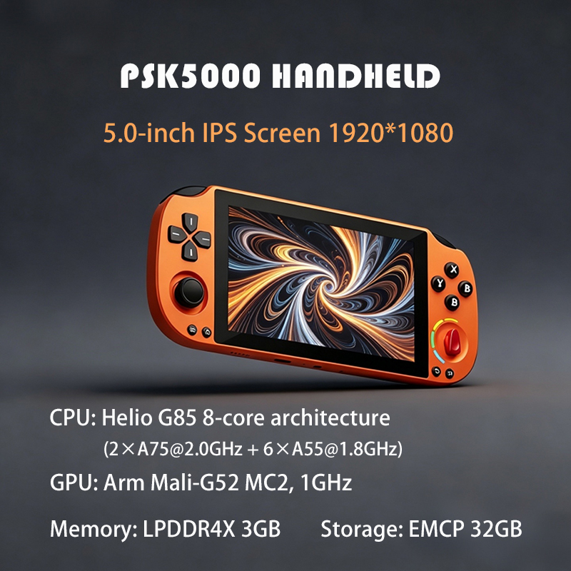 Retro Gaming Images - PSK5000 レトロビデオハンドヘルドゲーム機 5インチIPSスクリーン Helio G85 8コアチップ