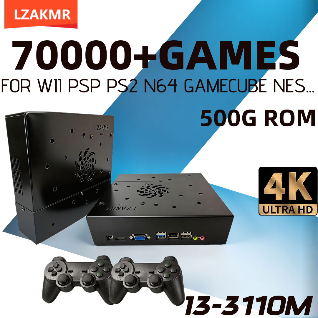 Retro X8 Gaming Console - レトロゲーム機 X8 70000+ゲーム搭載 Wii、PS2、DC、PSP、NGC、N64、500G、Win11&Batocera対応 60+エミュレーター搭載 子供へのプレゼント