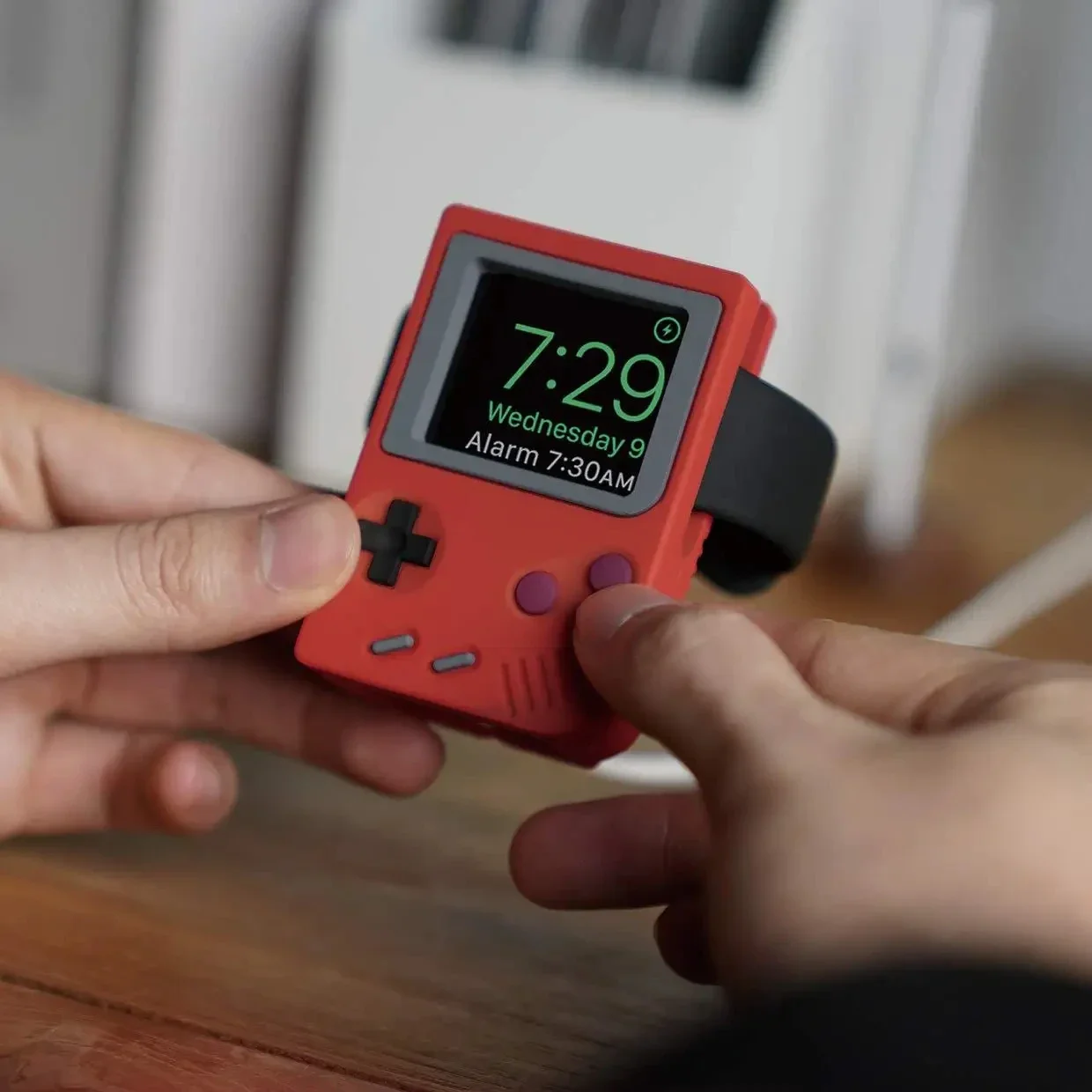 Retro Gaming Design - シリコン製iWatch充電スタンドホルダー Apple Watch 10 9 8