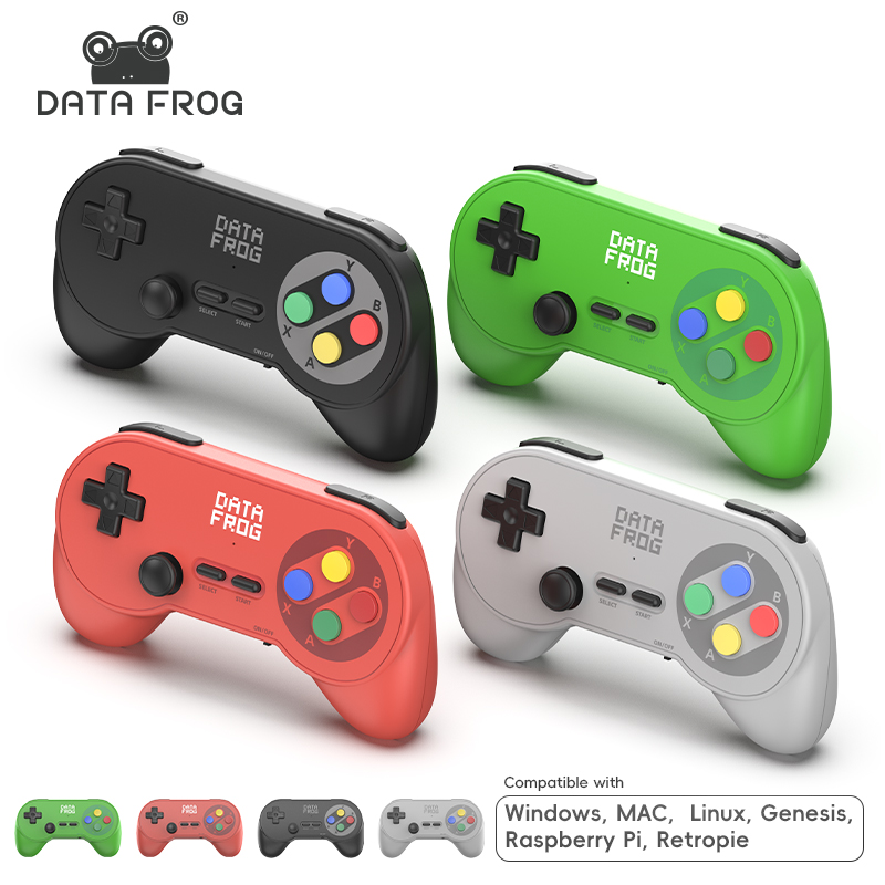 Retro Pc Gaming - データフロッグ PC07 クラシックスタイル ワイヤレスゲームコントローラー、デュアルレシーバー、PC DInput、Android TV、アーケードゲーム用レトロゲームパッド
