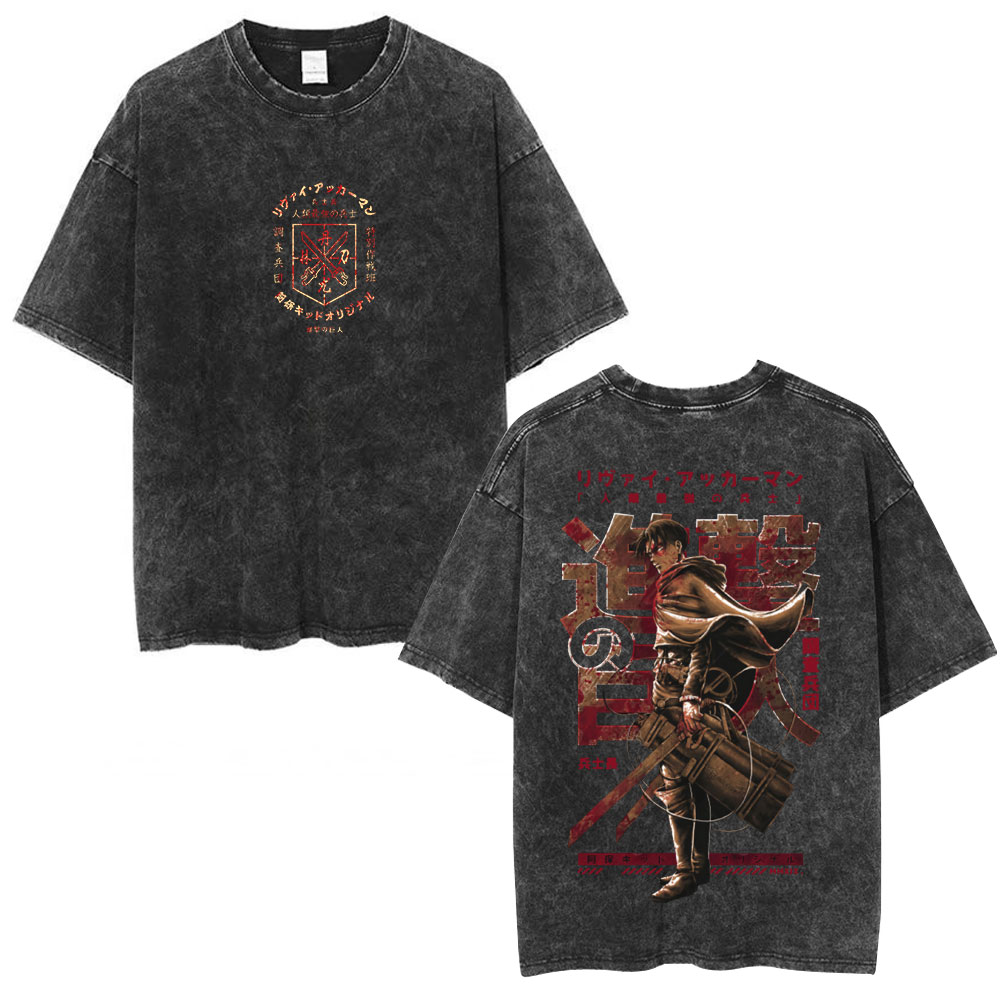 アニメ進撃の巨人 ウォッシュドTシャツ アッカーマン ミカサ - Retro Gaming Shirt のレビューと価格