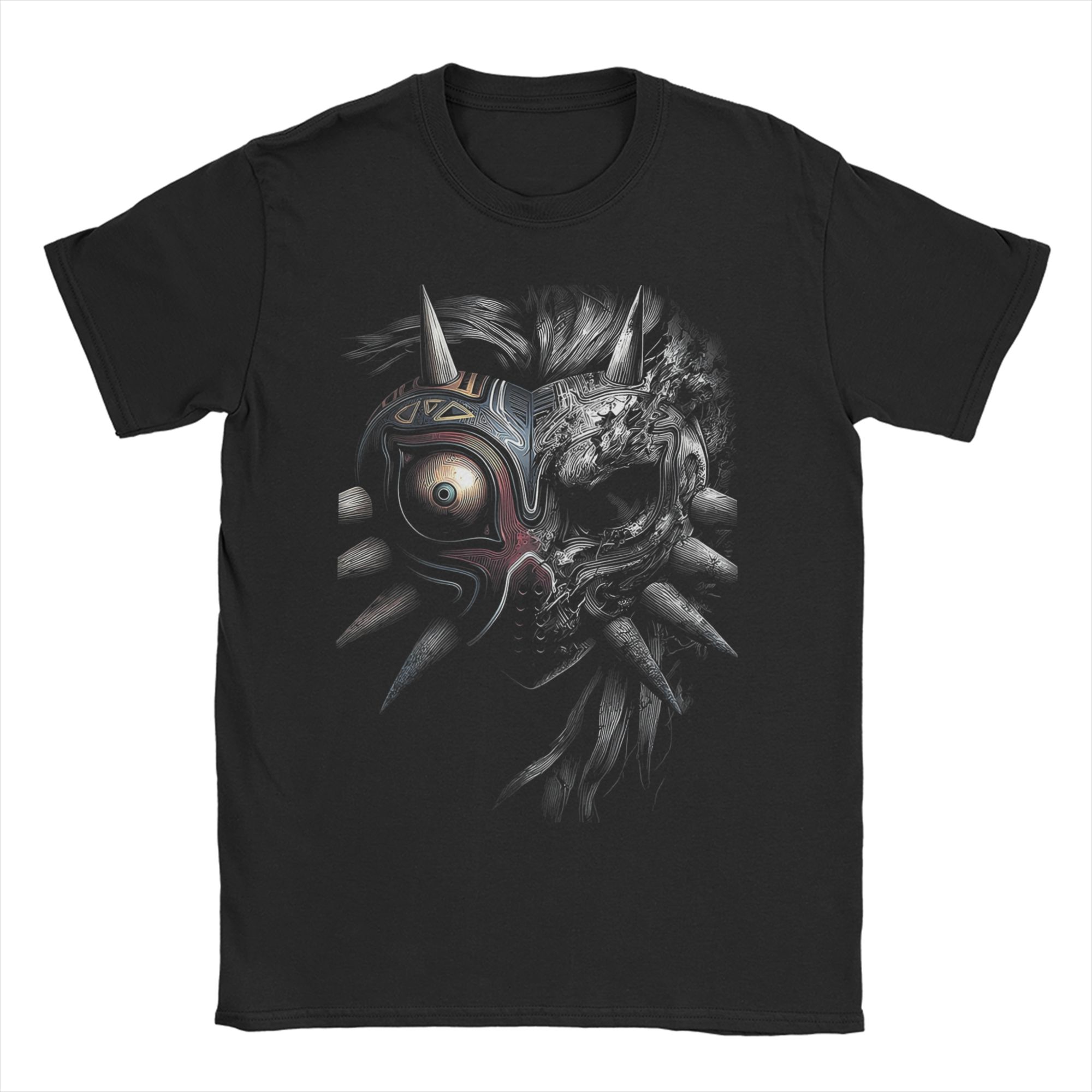 ヴィンテージ不気味な部族の顔マジョラマスクアートゼルダの伝説 - Retro Gaming Shirt のレビューと価格