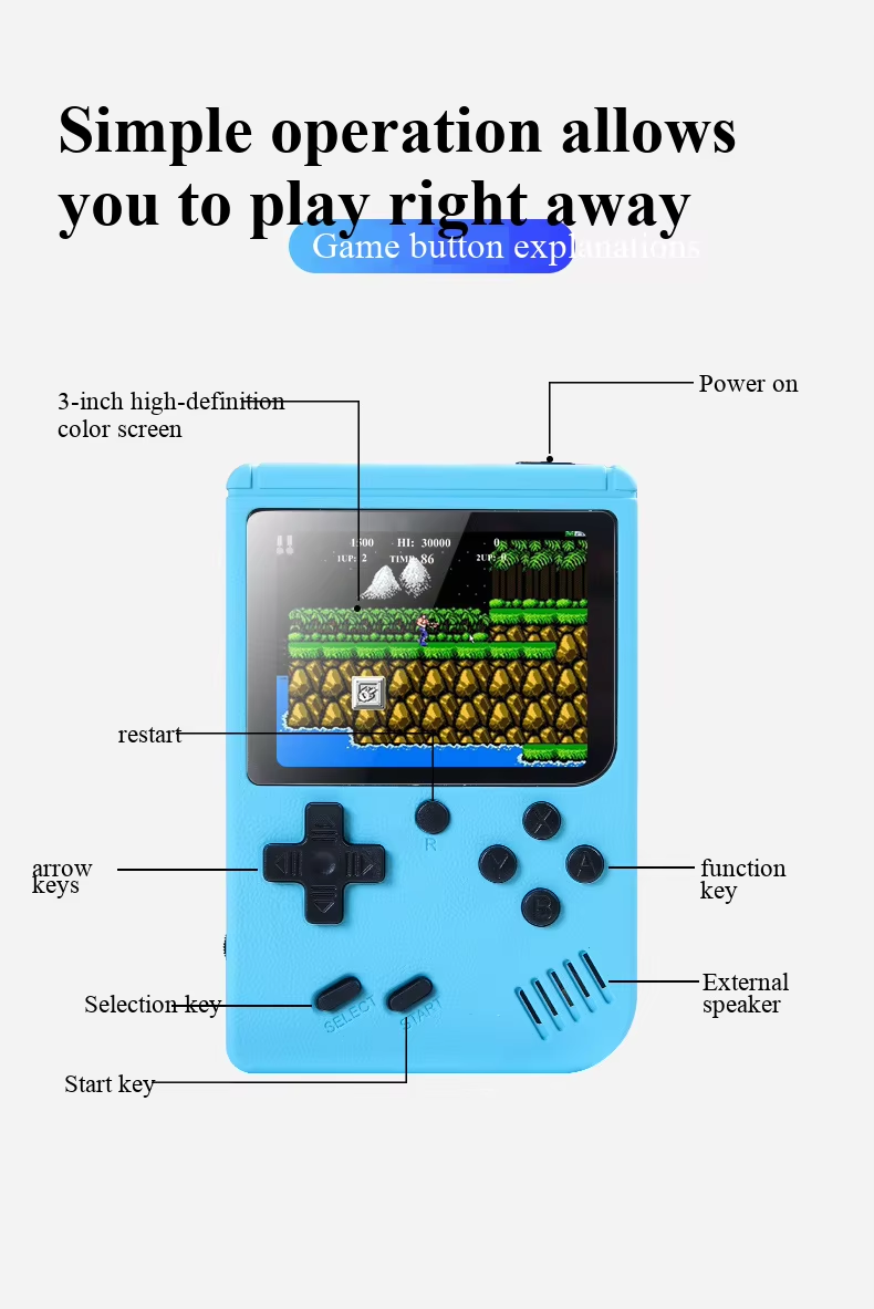 新型3インチ携帯レトロミニビデオゲームコンソール 8ビットハ - Retro Gaming Com のレビューと価格